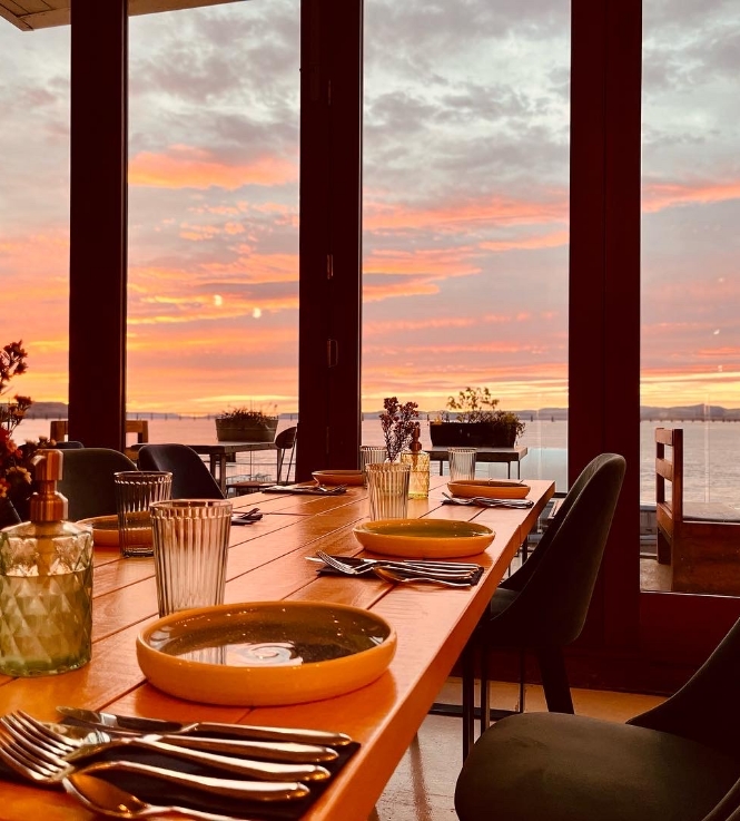 Tables by the sea