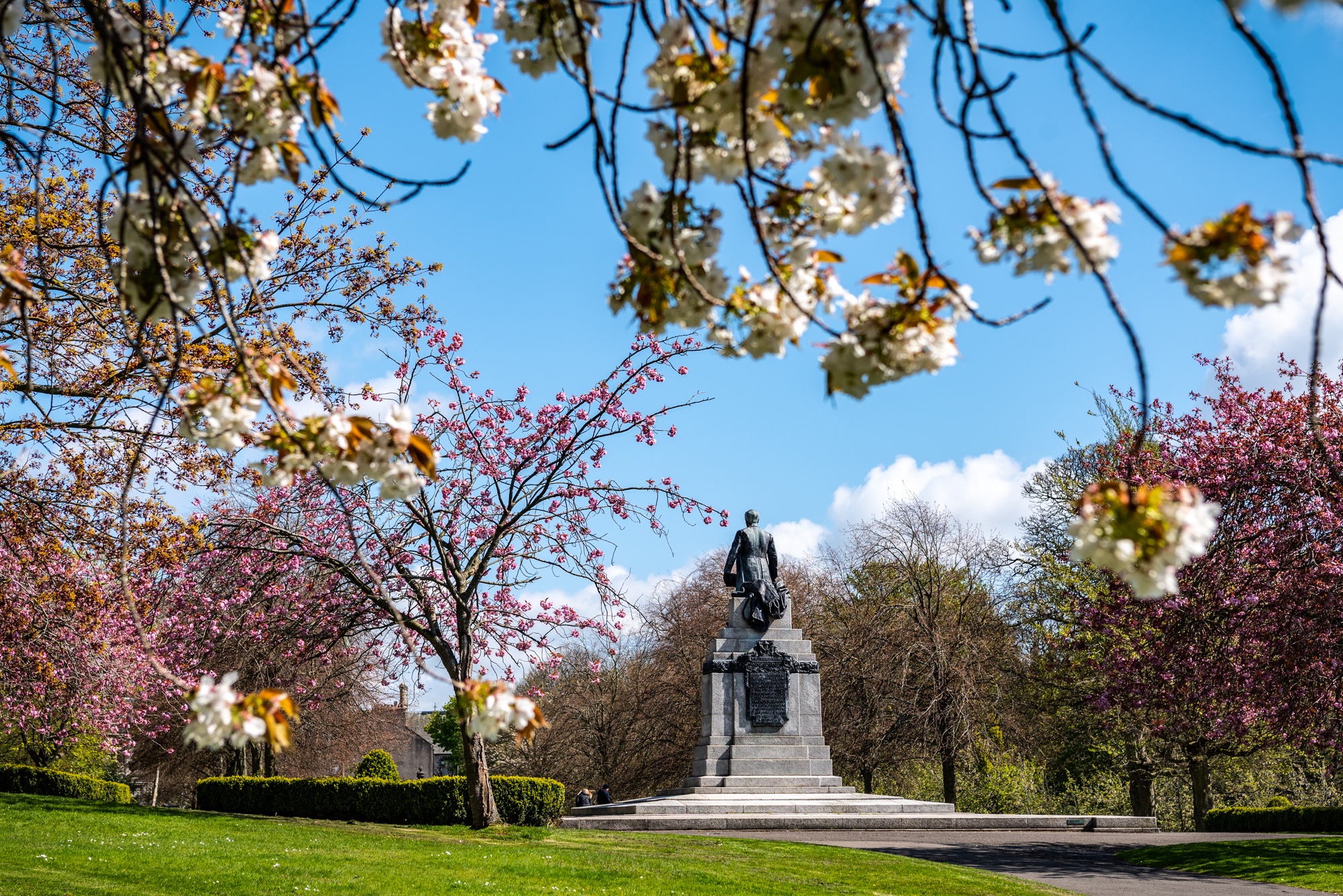 The Andrew Carnegie Statue on a Spring day