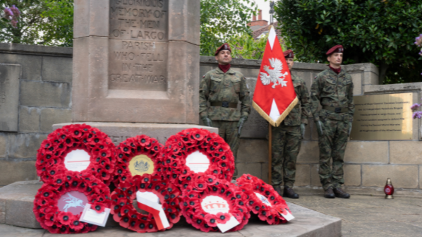 Largo War Memorial and gen. Sosabowski commemorative plaque - wreath laying ceremony